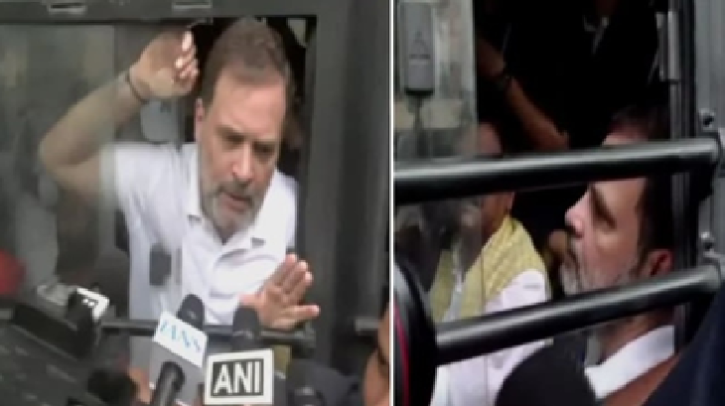 রাহুল-প্রিয়াঙ্কা আটক, দিল্লিতে বিরোধীদের উত্তাল বিক্ষোভ