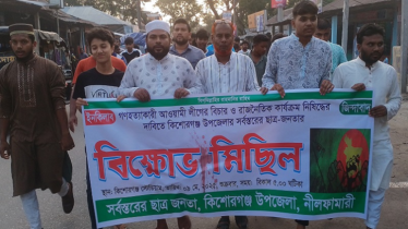 আ.লীগের বিচার ও নিষিদ্ধের দাবিতে কিশোরগঞ্জে বিক্ষোভ