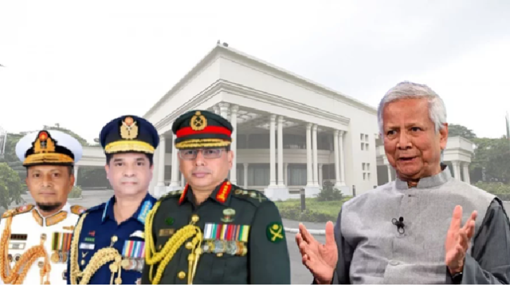 প্রধান উপদেষ্টার সঙ্গে বৈঠকে সশস্ত্র বাহিনীর প্রধানরা যমুনায়