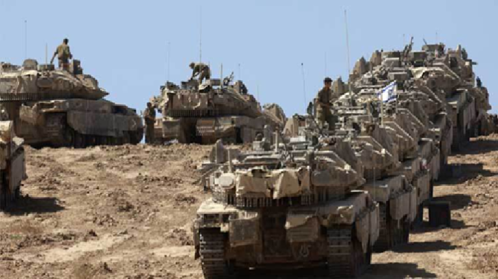 গাজা দখলে ইসরায়েলের স্থল অভিযান, চলছে বোমাবর্ষণ