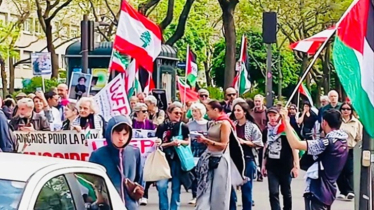 প্যারিসের রাস্তায় ফিলিস্তিনের প্রতি সংহতি জানিয়ে গণবিক্ষোভ