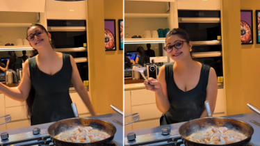 চিংড়ি রান্নায় নাচে মাতলেন পরীমনি