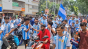 মাগুরায় বৃষ্টিভেজা উল্লাসে আর্জেন্টিনা সমর্থকদের শোভাযাত্রা