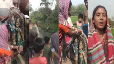 ঠাকুরগাঁওয়ে নদী থেকে রাধাগোবিন্দের মূর্তি উদ্ধার, এলাকায় চাঞ্চল্য