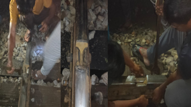 বাগাতিপাড়ায় রেললাইনে ভাঙন, ১০ কিমি গতিতে চলছে ট্রেন