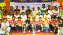 পুরস্কার বিতরণী অনুষ্ঠানে ছাত্রদল নেতারা আসনে, দাঁড়িয়ে শিক্ষকরা